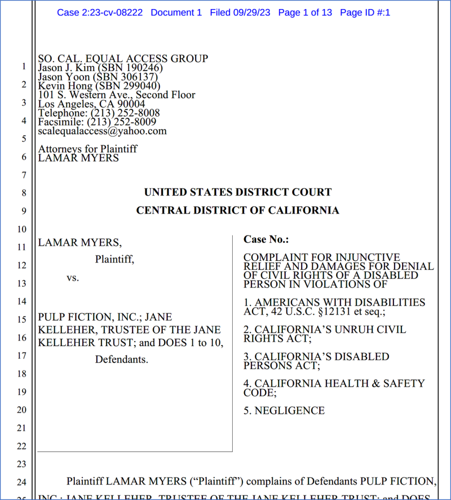 How To Defend A Lawsuit Filed By So Cal Equal Access Group For Ada And Unruh Civil Rights Act